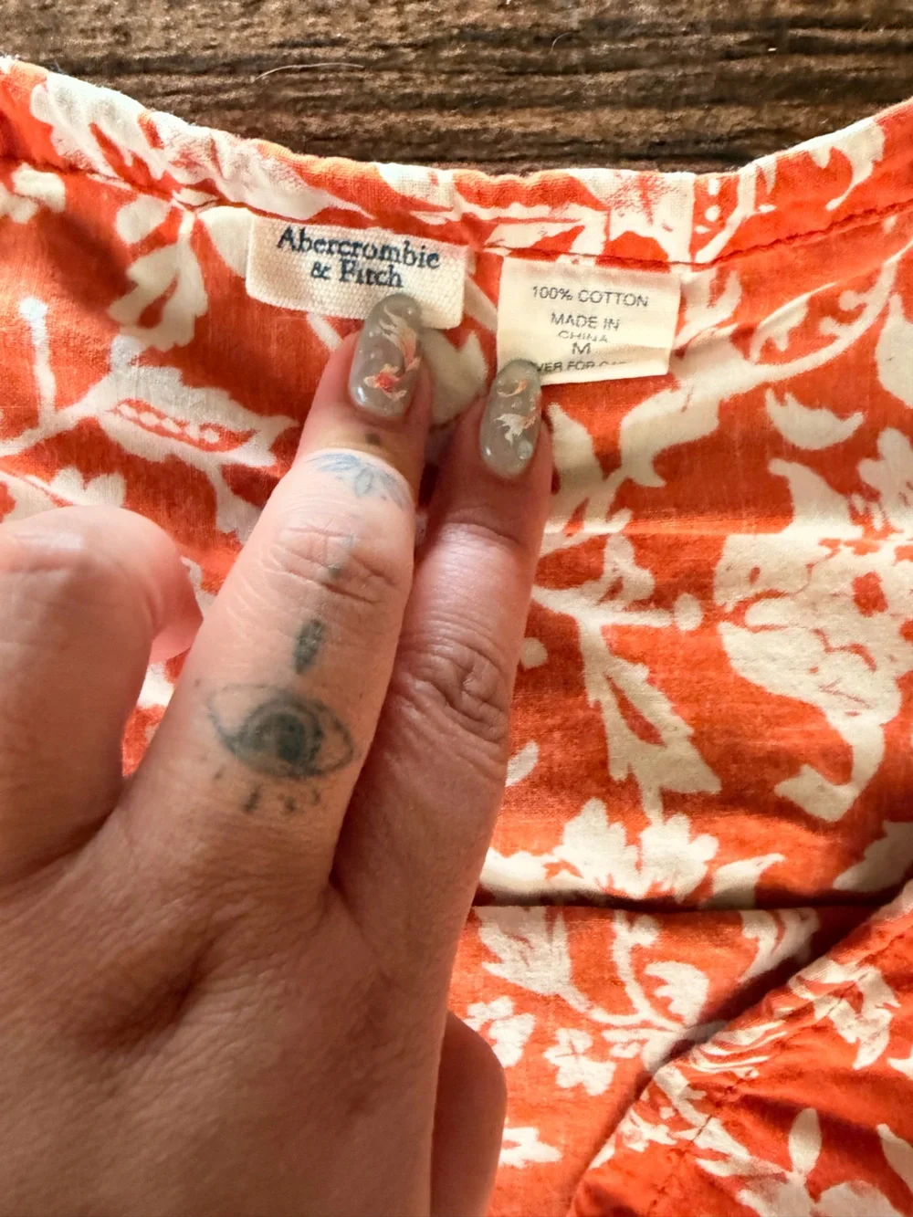 Abercrombie & Fitch Orange Floral Midi Skirt